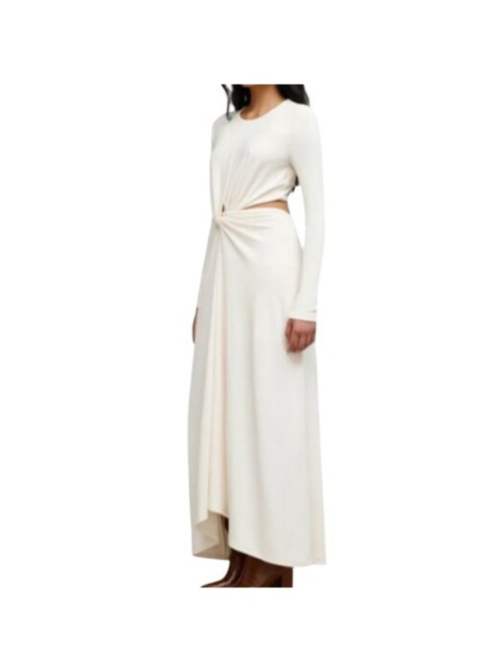 Significant Other Odelia Ivory Long Sleeve Midi Dress Twist Front Women Size 6 - Picture 2 of 14